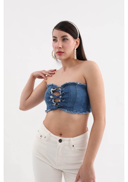 Blue White Kadın Jean Yelek fiyatları