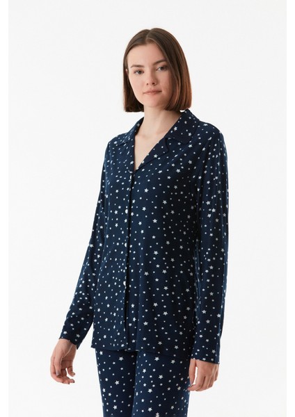 Yıldız Desenli Gömlek Yaka Pijama Takımı fiyatları
