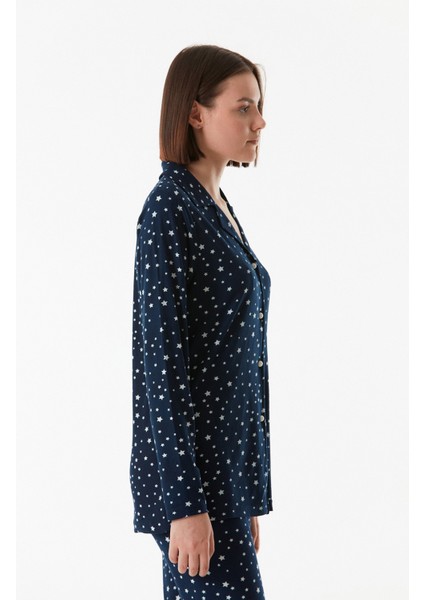 Yıldız Desenli Gömlek Yaka Pijama Takımı fırsatları