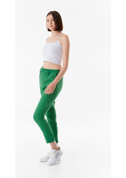 Basic Beli Lastikli Straight Keten Pantolon