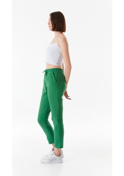 Basic Beli Lastikli Straight Keten Pantolon