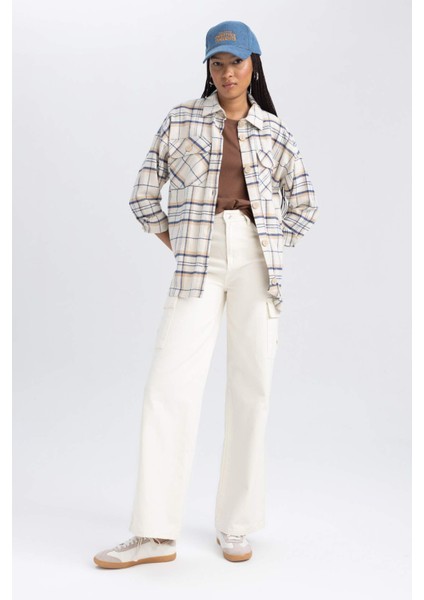 Oversize Fit Flanel Uzun Kollu Gömlek Tunik U7443AZ23AU