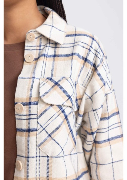Oversize Fit Flanel Uzun Kollu Gömlek Tunik U7443AZ23AU
