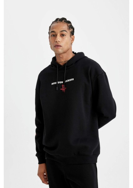 Fit NBA Houston Rockets Comfort Fit Kapüşonlu Kalın Sweatshirt C9276AX24AU