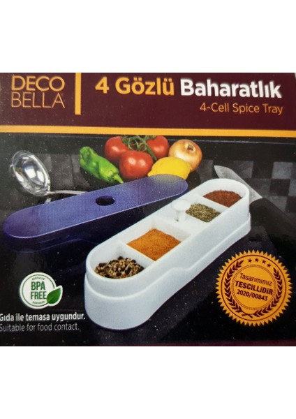 4 Gözlü Baharatlık Kapaklı Baharat Kabı modelleri