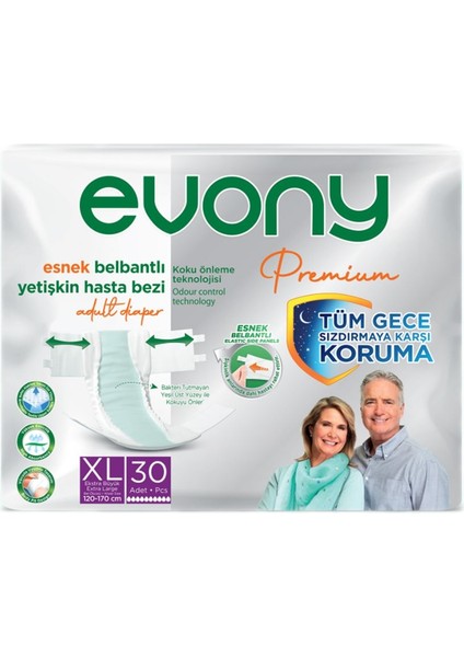 Premium Esnek Bel Bantı Yetişkin Hasta Bezi Xlarge 30’lu 8 Paket 240 Adet fiyatları