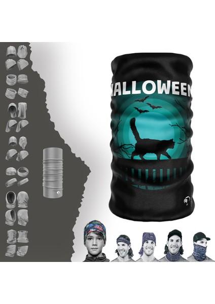 Extreme Yeşil Tonlu Halloween Boyunluk Bandana Baf Toka Maske Saçbandı