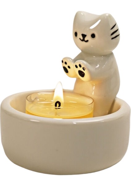 Cat Candlestick Ceramic Aromatherapy Kutusu (Yurt Dışından)