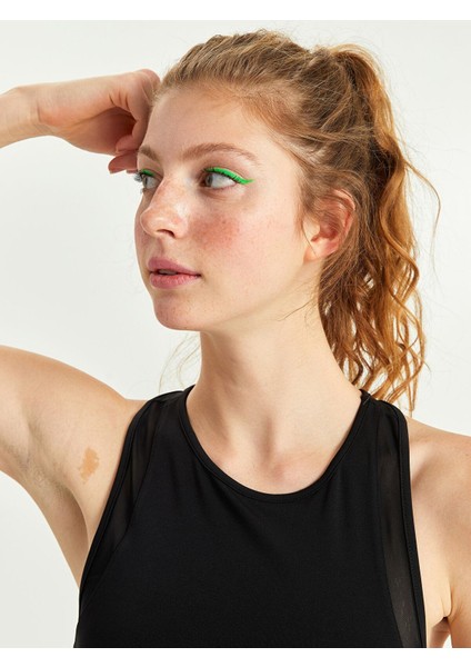 Xsıde Yeni Siyah Bisiklet Yaka Tül Detaylı Kolsuz Crop Kadın Büstiyer modelleri