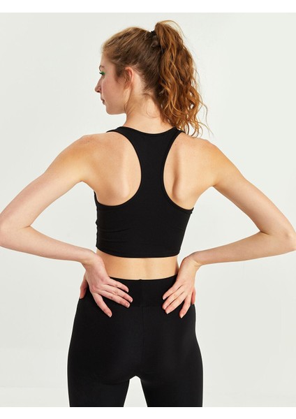 Xsıde Yeni Siyah Bisiklet Yaka Tül Detaylı Kolsuz Crop Kadın Büstiyer fırsatları