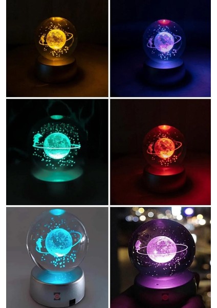 Renk Değiştiren LED Işıklı Cam Satürn Küre Hediyelik Dekoratif Eşya Özel Hediye fiyatları