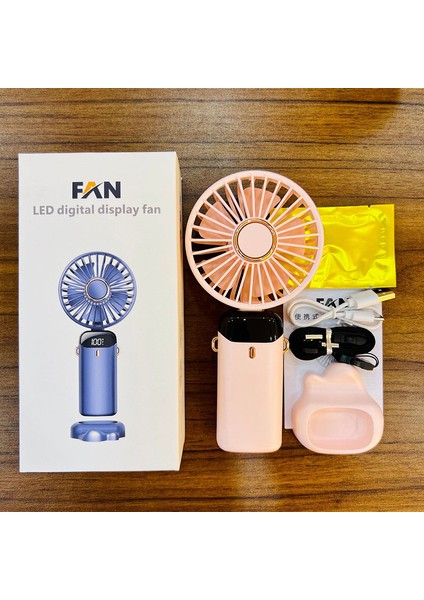 Ruyı [4000 Mah Uzun Pil Ömrü] El Tipi Fan Taşınabilir Katlanır Dijital Ekran Ofis Öğrencileri Küçük Elektrikli Fan (Yurt Dışından)