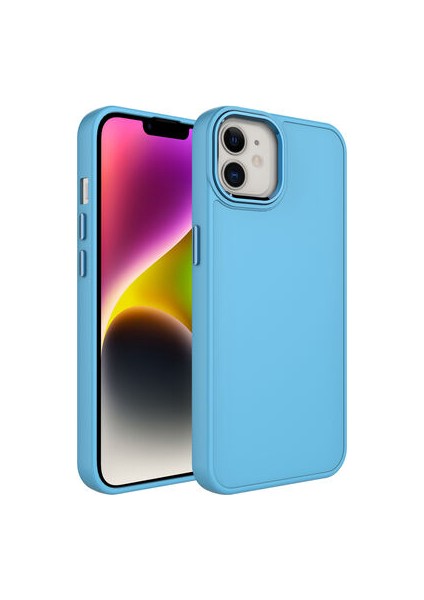 iPhone 12 Kılıf Metal Çerçeve ve Buton Tasarımlı Silikon Luna Kapak