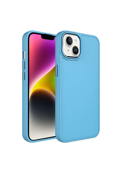 iPhone 13 Kılıf Metal Çerçeve ve Buton Tasarımlı Silikon Luna Kapak