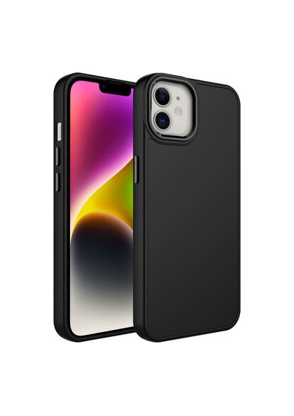 iPhone 12 Kılıf Metal Çerçeve ve Buton Tasarımlı Silikon Luna Kapak