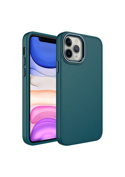 iPhone 12 Pro Max Kılıf Metal Çerçeve ve Buton Tasarımlı Silikon Luna Kapak