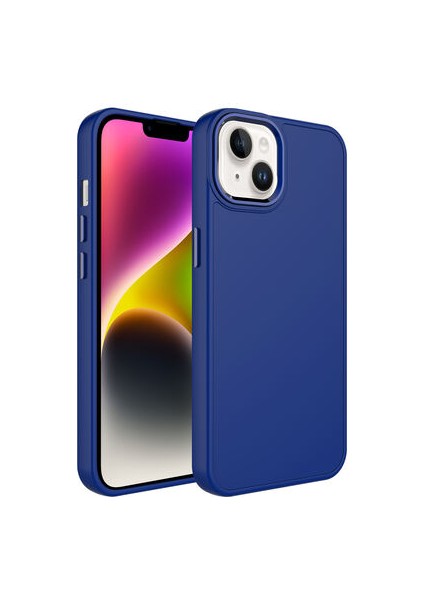 iPhone 13 Kılıf Metal Çerçeve ve Buton Tasarımlı Silikon Luna Kapak