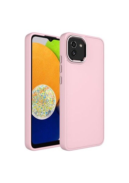 Samsung Galaxy A03 Kılıf Metal Çerçeve ve Buton Tasarımlı Silikon Luna Kapak