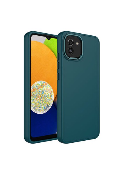 Samsung Galaxy A03 Kılıf Metal Çerçeve ve Buton Tasarımlı Silikon Luna Kapak