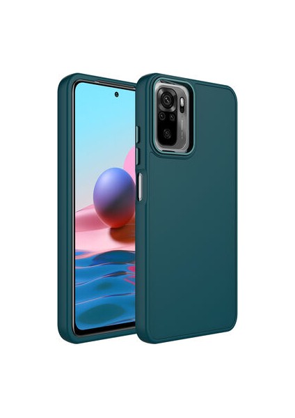 Redmi Note 10 Kılıf Metal Çerçeve ve Buton Tasarımlı Silikon Luna Kapak