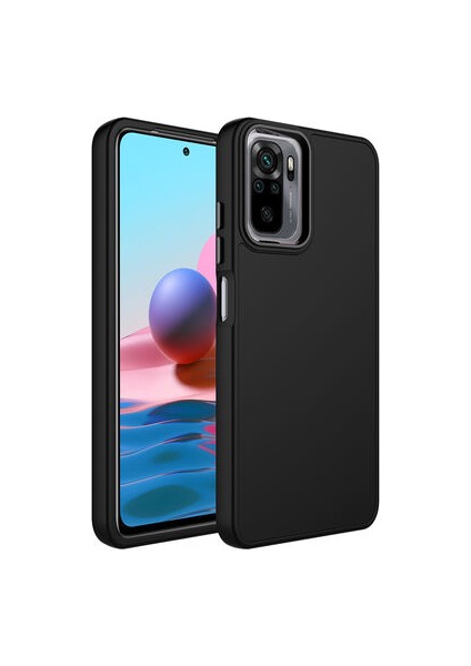 Redmi Note 10S Kılıf Metal Çerçeve ve Buton Tasarımlı Silikon Luna Kapak