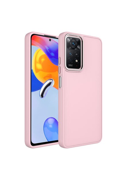 Redmi Note 11 Global Kılıf Metal Çerçeve ve Buton Tasarımlı Silikon Luna Kapak