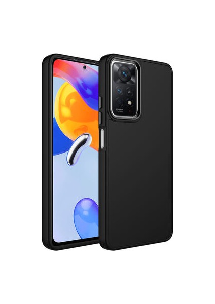 Redmi Note 11 Global Kılıf Metal Çerçeve ve Buton Tasarımlı Silikon Luna Kapak