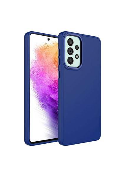 Samsung Galaxy A73 Kılıf Metal Çerçeve ve Buton Tasarımlı Silikon Luna Kapak