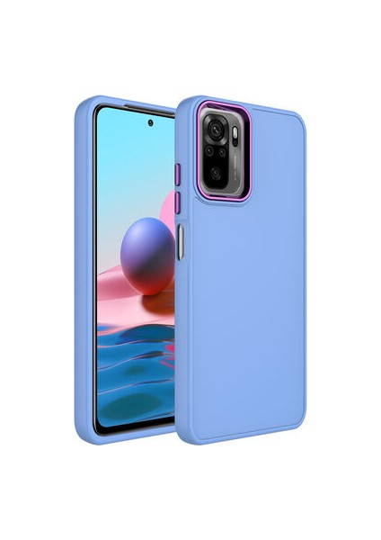Redmi Note 10 Kılıf Metal Çerçeve ve Buton Tasarımlı Silikon Luna Kapak