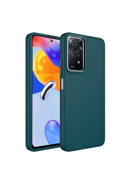 Redmi Note 11S Global Kılıf Metal Çerçeve ve Buton Tasarımlı Silikon Luna Kapak