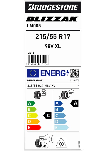 215/55 R17 98V Xl Lm005 Kış Lastiği (Üretim Yılı: 2024)