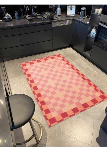 Renkli Kareli ve Pastel Boyalı Desenli Dekoratif Halı MIRAVIP447 fiyatları