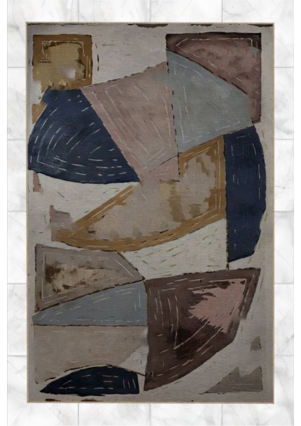 Shape Koleksiyonu Bej Pastel Tonlar Karma Şekiller Dokuma Taban Modern Dekoratif Halı 27 fırsatları