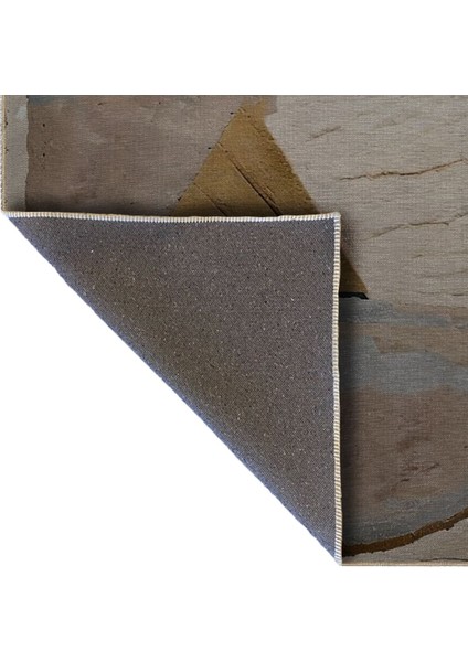 Shape Koleksiyonu Bej Kahve Lacivert Tonlar Desenli Dokuma Taban Modern Dekoratif Halı 28