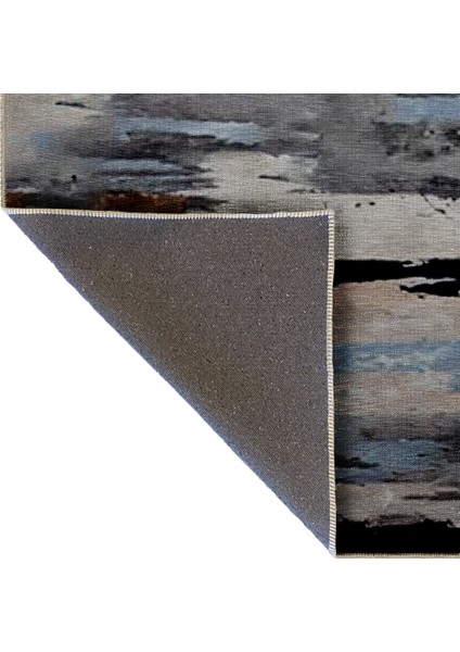 Shape Koleksiyonu Gri Mavi Tonlarda Çizgili Soyut Desenli Dokuma Taban Modern Dekoratif Halı 59 indirimleri