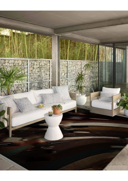 Shape Koleksiyonu Kahve Siyah Bej Soyut Desenli Dokuma Taban Modern Dekoratif Halı 62 modelleri