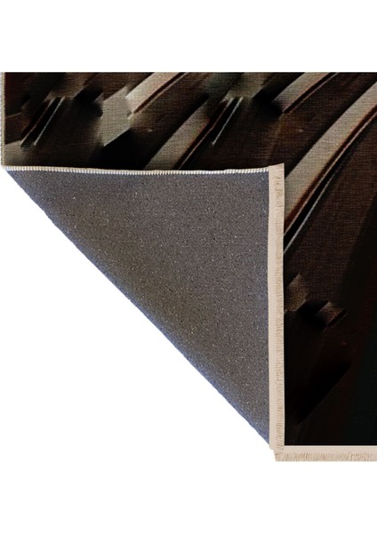 Shape Koleksiyonu Kahve Siyah Bej Soyut Desenli Dokuma Taban Modern Dekoratif Halı 62 indirimleri