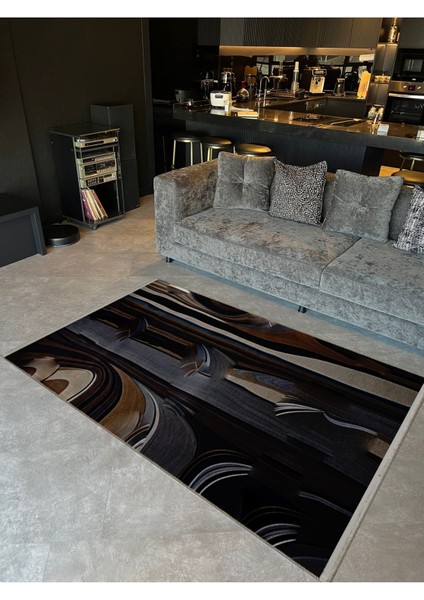 Shape Koleksiyonu Gri Bej Kahve Tonlarda Soyut Desenli Dokuma Taban Modern Dekoratif Halı SHAPE63 fiyatları