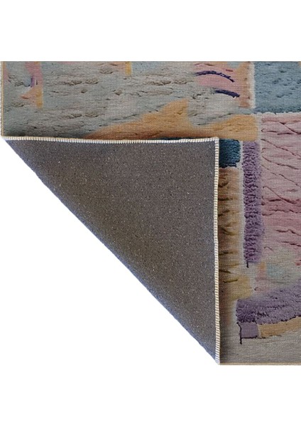 Shape Koleksiyonu Pastel Çok Renkli Pembe Yüz Detaylı Dokuma Taban Modern Dekoratif Halı 41 indirimleri