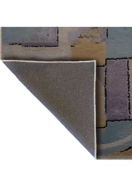 Shape Koleksiyonu Mavi Lila Tonlar Çok Renkli Dokuma Taban Modern Dekoratif Halı 40 indirimleri