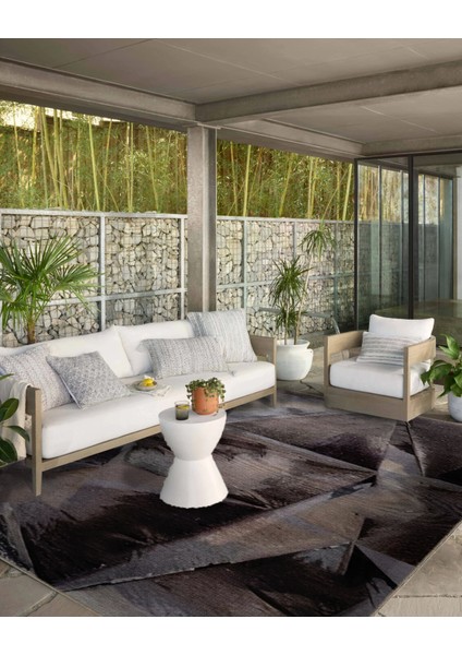 Shape Koleksiyonu Gri Tonlarda Geometrik Detaylı Dokuma Taban Modern Dekoratif Halı 44 modelleri