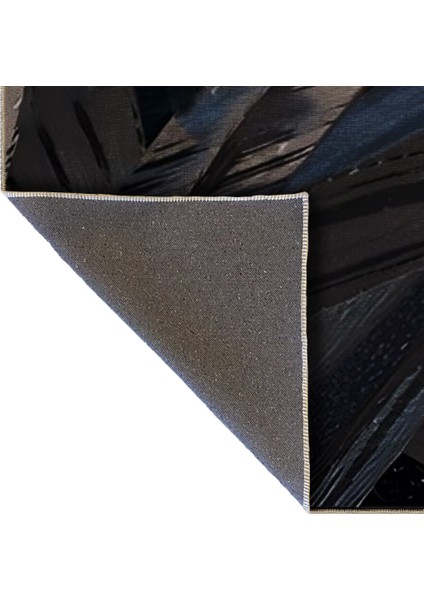 Shape Koleksiyonu Gri Lacivert Tonlarda Geometrik Detaylı Dokuma Taban Modern Dekoratif Halı 45