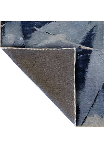 Shape Koleksiyonu Mavi Tonlarda Soyut Desenli Dokuma Taban Modern Dekoratif Halı 51 indirimleri