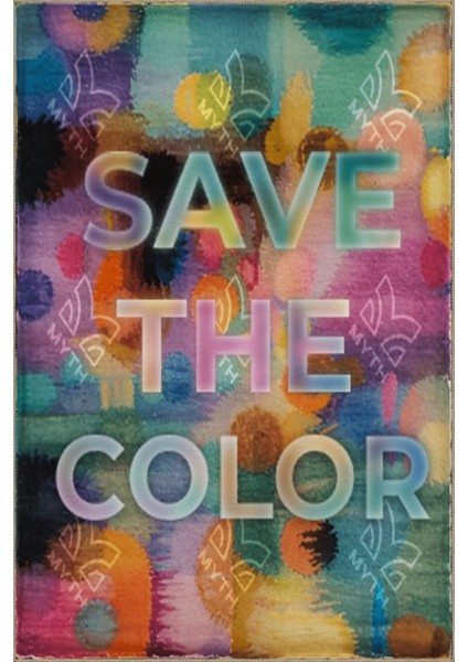 Written Koleksiyonu Çok Renkli Save The Color Yazılı Desenli Modern Dekoratif Halı 08