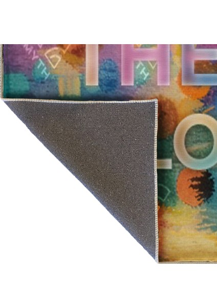 Written Koleksiyonu Çok Renkli Save The Color Yazılı Desenli Modern Dekoratif Halı 08 indirimleri