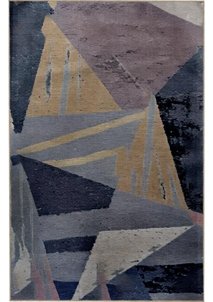 Shape Koleksiyonu Gri Sarı Soyut Desenli Dokuma Taban Modern Dekoratif Halı 61