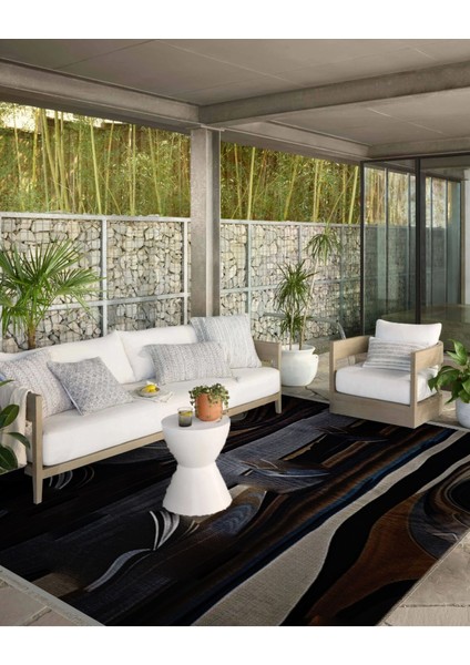 Shape Koleksiyonu Gri Bej Kahve Tonlarda Soyut Desenli Dokuma Taban Modern Dekoratif Halı SHAPE63 modelleri