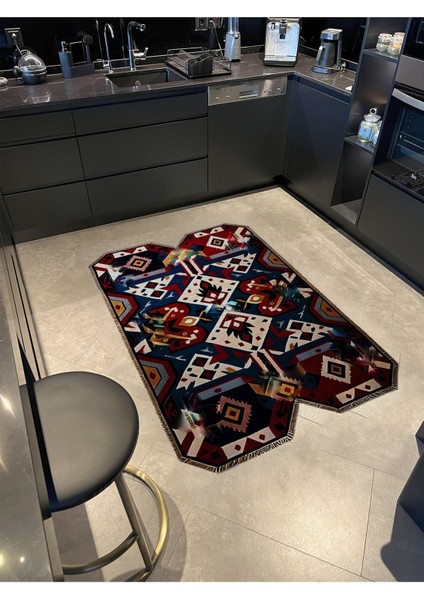 Shape Koleksiyonu Çok Renkli Etnik Desenli Dokuma Taban Modern Dekoratif Halı SHAPE95