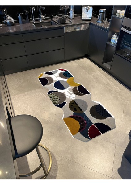 Shape Koleksiyonu Renkli Soyut Daire Desenli Dokuma Taban Modern Dekoratif Halı SHAPE85