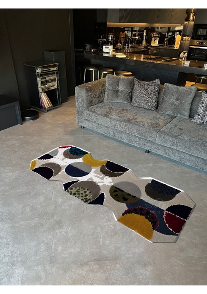 Shape Koleksiyonu Renkli Soyut Daire Desenli Dokuma Taban Modern Dekoratif Halı SHAPE85